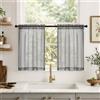 MIULEE Tende Trasparenti Cucina Tenda Corte Voile 2 Pannelli 65x60cm Grigio | Tenda Cucina con Passante Morbidi Finestre per Camera da Letto Vento Armadio, Mobile Basso e per Salotto Eleganti Soggiorno