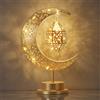 Luxspire Lampada Lunare, Decorazioni per Casa con Mezzaluna e Stella per il Ramadan, Decorazioni per Eid Mubarak, Luci per il Ramadan Alimentate a Batteria, Lampada Tavolo Marocchina, Esagonale+Luna