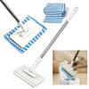 ruyxihom Mini mocio con Sistema Bloccaggio a Pressione 130cm regolabile, mocio lavapavimenti piatto per panni usa e getta, mop rotante a 360° con 15 panni riutilizzabili , Bianco