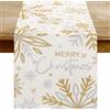 DakTou Runner Dorato da Tavolo Natale 40 x 140 cm, Centrini Moderni per Mobili Elegante, Motivo Fiocchi di Neve Oro E Grigio, Runner Tavola in Poliestere , per Decorazione Festiva