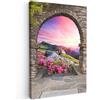 MuchoWow© Stampa su Tela Canvas Quadri per il Soggiorno Quadro Camera da | 60x90 cm - Letto Decorazioni Parete Paesaggio - Vista dalla finestra - Fiori - Montagna