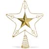 COM-FOUR® stella decorativa natalizia, stella decorativa natalizia | stella di Natale in piedi con glitter e paillettes - parte superiore dell'albero di Natale dorato