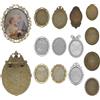 PH PandaHall 12 spille cabochon ovali con lunetta vuota con perno vintage spilla fiocco cabochon cornice foto base per matrimoni, Natale, Ringraziamento, creazione di gioielli fai da te