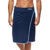 Sowel® Asciugamano da Sauna da Uomo XXL, con Chiusura, 100% Cotone Organico, 60 x 160 cm, Blu Marino/Blu, XXL
