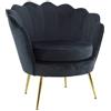 Mediawave Store Poltrona Imbottita in Velluto con Schienale a Conchiglia - Sedia Stile Vintage Elegante - Piedi in Metallo Oro - Poltroncina Relax per Salotto, Camera da Letto e Ufficio (Nero)