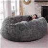 Generic Poltrona a Sacco Gigante in Pelliccia Sintetica, Fodera per Divano, Grande, Lavabile, in Memory Foam, Senza Imbottitura (Grigio, 2,1 m)