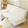 Surwin Copridivano Senza Braccioli 2/3 Posti Elasticizzato, Antimacchia Inverno Peluche Fodera per Divano Letto Lavabile Antiscivolo Pieghevole Clic Clac Copri Divano (190-210cm,Bianco)