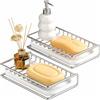 Naapesi 2 portasapone argentati con scarico, in acciaio inox, con griglia di sgocciolamento, autodrenante e ad asciugatura rapida, porta spugna per bagno, lavandino e cucina