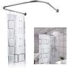KENSYUINT Asta Per Tenda Da Doccia In Acciaio Inox, Asta Angolare Per Vasca Da Bagno E Piatti Doccia, A Forma Di U, Per Bagno E Cucina, 90 X 130 Centimetri