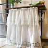 A.Monamour Tenda Corta per Finestra Piccola - Ricamo Floreale In Pizzo Di Cotone Bianco Testurizzato Rurale - Cucina Bistrot Caffè Mezza Mantovana a Vetro a Pannello