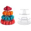 HZLHZYY Set di 2 espositori per macaron a 4 livelli rotondo per torre di macaron, supporto per dolci, vassoio per biscotti, per matrimoni, feste di compleanno, baby shower, decorazioni per panetteria