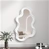 JNTFNE Specchio da Parete a Forma di Nuvola Irregolare, Specchio Asimmetrico da Parete, Specchio Decorativo per Soggiorno, Camera da Letto, Bagno, Ingresso, Bianco.