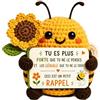 AHEZQILU Girasole Uncinetto Con Ape Positiva, Porta Felicità, Regalo Donna Compleanno Con Messaggio Ispirante, Ape Decoration Fatto A Mano, Regalo Compleanno Donna Originale Per Amiche Fidanzata Moglie