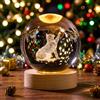 Dongcill Sfera di Cristallo 3D Luce Notturna,6 cm Lampada Notturna per Bambini Gatto | Lampada da Notte a Forma di Sfera in Vetro con Base a LED,Luce Calda,Crystal Ball per Camera, Decorazione Casa e Regalo