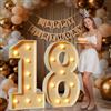 XFNWT Numero 18, grande numero luminoso alto 1,2 m con luci bianche calde, grande lettera per matrimonio, fidanzamento, laurea, decorazione per feste di compleanno, kit di pannelli in schiuma pretagliati