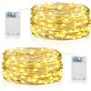 Forepin Lucine Led Decorative a Batteria con Timer, 2 Pezzi 5M 50LED Filo Luci Led Decorative, Luci Natale Batteria Impermeabile per Interni e Esterni, Feste, Matrimonio, Bianco Caldo