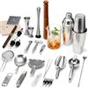 ETENS Kit professionale da barista da 33 pezzi con shaker Boston ponderato - Set mixology di fascia alta per bar a casa - Set di utensili da bar in acciaio inossidabile con spremiagrumi infrangibile