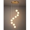 AroimRex Lampadario a Globo Nero 15 luci lampadario a Sospensione a grappolo Illuminazione Scale di metà secolo con Paralume in Vetro Bianco Latte Cavo sospeso Regolabile plafoniera for Soggiorno