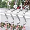 mizikuu 4 Pezzi Ganci per Calza di Natale, Supporti Calza di Natale per Camino Antiscivolo 4 Stili Portacalze Natalizie Mensola per Decorazione Camino di Natale, Casa, Sala da Pranz, Argento