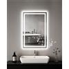 Habison Specchio da bagno a LED, 40 x 60 cm, con illuminazione con interruttore touch Bluetooth, dimmerabile, 3 temperature di colore, anti-appannamento, specchio da bagno con luce Bluetooth per bagno