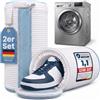 Washmate Borsa per il lavaggio delle scarpe, 32 x 19 cm, con robusta cerniera in metallo, permeabile all'acqua, protegge scarpe e lavatrice, con e-book incluso (bianco/blu)