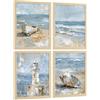 Nacnic Set Di 4 Stampe Con Spiaggia, Mare E Costa Azzurra Faro E Barca. Decorazione Murale. Scena Marina. Decorative Da Parete Per Bagno, Cucina, Soggiorno. Dimensioni A3 Senza Cornice