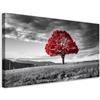 Feeby Quadri Camera Da Letto - Stampa su Tela - Quadro Moderno Soggiorno - Albero rosso in un paesaggio di prato - 100x50 cm - Decorazione Da Parete