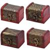 NATUCE 4 Pz Mini Forzieri dei Pirati, 8 x 6.5 x 6 cm Mini Scrigno del Tesoro, Scatola dei Gioielli dei Pirati Vintage, Legno Scrigno Tesoro Piccolo per Festa di Compleanno a Tema Pirati