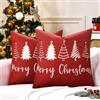 LRartdeco Federe Natalizie 40x40 cm Rosso federa Cuscino Set di 2 Decorazioni Casa Albero di Natale Divano Cuscino Deco Divano Cuscino Deco per Camera da Letto Soggiorno Esterno