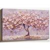 PIGPIGFLY Quadro « Albero della Vita Fiorito » su Tela - 30x40cm Quadro Decorativo Colorato, Decorazione Naturale per la Camera o il Soggiorno