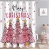 GCIREC Tenda Doccia, 150x180cm, Albero di Natale Rosa Giallo Carino Inizio Fiocco di Neve Nuovo Anno Impermeabile Tessuto Macchina Lavabile Tenda da Bagno con Ganci