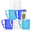 idea-station NEO tazza plastica colazione 6 x 350 ml - Edizione Ghiaccio | Rigida + Lavabili + Riutilizzabili - infrangibile tazze colazione, perfetti per i bambini - set bicchieri plastica con manico