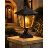 FREEUP Lampione Solare da Esterno, IP44 Lanterna da Giardino, 3000K | 2 Luminosità, Sensore Crepuscolare, Batteria 1500 mAh 8-12 Ore, Luce Solare Per Pilastro, Vialetto, Terrazza, 18×34 cm