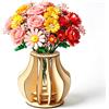 Naapesi Vaso in Legno Compatibile per Fiori Lego, Puzzle 3D da Assemblare Fai da Te, Supporto per Bouquet di Fiori Secchi e Artificiali, Decorazione Casa e Ufficio, Regalo Creativo (20x20cm)