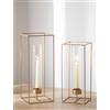 Sziqiqi Portacandele Candelieri Oro: Portacandele Geometrico Grande con Cilindro di Vetro per Esterno - Lanterna di Vetro Minimalista per Soggiorno Natale Matrimonio Decorazione da Tavolo