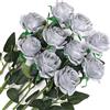 Veryhome 10 Pezzi Fiori Artificiali Rose di Seta Falso Bouquet da Sposa da Sposa per la casa Giardino Partito Decorazioni Floreali (d'argento)