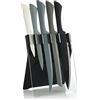 COM-FOUR® 5 pezzi Set di coltelli da con supporto, Coltelli in acciaio | Coltelli da cucina affilati in blocco di coltelli