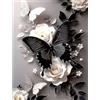 TOSTOG Farfalla nera Diamond Painting Kit, rosa bianca Diamond Art Kit, 5D DIY Ricamo a Punto Croce Painting Pittura Decorazione Casa, Rotondo per Adulti e Principianti 30x40cm