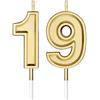 Nuanchu Candele di Compleanno di 19 Candele di Numero per Torta, Oro | Candele di Torta di Buon Compleanno, Decorazione di Topper per Bomboniera, Nozze, Anniversario, Matrimonio