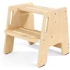 Ruioomeep Sgabello per bambini in legno a 2 gradini, sgabello antiscivolo per bambini con presa, sgabello in legno stabile per bagno, lavandino, cucina, camera dei bambini - Sgabello per bambini in legno