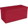Intirilife Panca pieghevole 78x38x38 cm in rosso -Cubo di seduta con coperchio e vano portaoggetti in tessuto con incavi - Cubo di seduta poggiapiedi richiudibile cassetto portaoggetti sgabello sedile