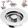 Feluxor Scarico Lavello Cucina Filtro Lavandino Lavabo Tappo Acciaio Inossidabile Tappo di Scarico Pop-Up per Lavandino Filtra Cibo e Capelli dai Fori, Previene gli Odori Profondità > 40 mm