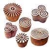 Royal Kraft Ceramiche Stampa Timbro Astratto Tondo Swirl Disegno Legno Blocchi (Set di 6)