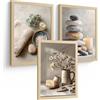 Nacnic Set Di 3 Stampe Decorative Per Bagno In Stile Spa Di Zen Stile, Immagini Minimaliste Con Pietre, Candele E Fiori, Poster Rilassanti, Decorazioni Per La Casa A3 Senza Cornice