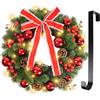 Fohil 16 inch Ghirlanda Natalizia con 30LED Luci, Ghirlande di Natale con pigne, bacche rosse, Decorazioni Natalizie Ghirlanda per Porta, Camino, Parete, Finestra