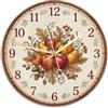 Generic Orologio da parete con frutta, stile rustico, tradizionale, con foglie e ghiande rosse, orologio da parete con lancetta dei secondi, per garage, sala giochi, decorazione per esterni, 30 x 29 cm