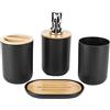 Yuecoom Set di accessori per il bagno da 4 pezzi, Set di accessori da bagno, Accessori Completo Set Bagno Accessori Completo Set Bagno Moderno (Nero)