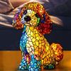 Maimeili Lampada a tema del cane 3D Cute Pet Retro Resina macchiata Luci da tavolo del cane LED Lampade da tavolo per la casa Animale Art Decor per il compleanno di Natale Amante degli animali domestici