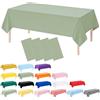 RONGZUBAT 4 Pezzi Tovaglie Monouso in Plastica Verde Salvia, 137 x 274 cm, Tovaglia PEVA Rettangolare Impermeabile Lavabile per Matrimonio Compleanno BBQ