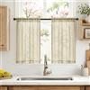 MIULEE Tende Trasparenti Cucina Tenda Corte Voile 2 Pannelli 65x90cm Beige | Tenda Cucina con Passante Morbidi Finestre per Camera da Letto Vento Armadio, Mobile Basso e per Salotto Eleganti Soggiorno
